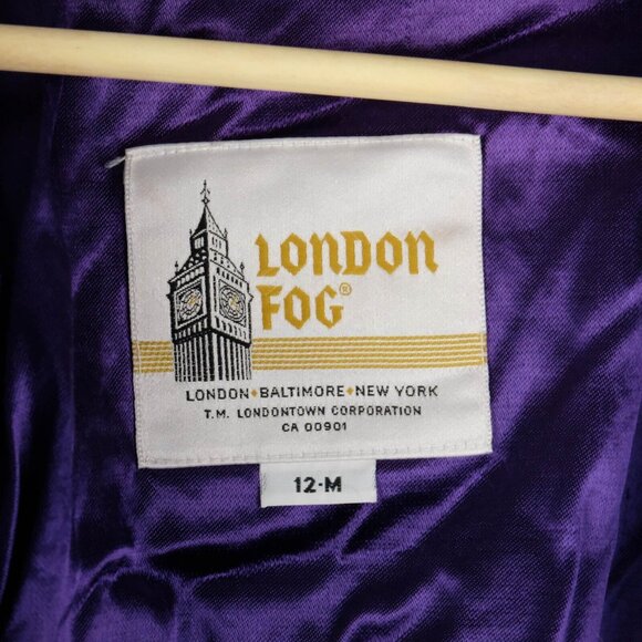 London Fog Coat Womens 12 M Purple Wool Cashmere Double Breasted Heavy 80S - Picture 8 of 10